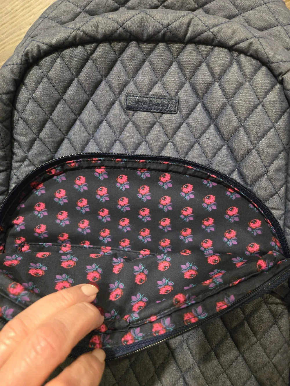 Vera Bradley Quilted Light Gray Backpack